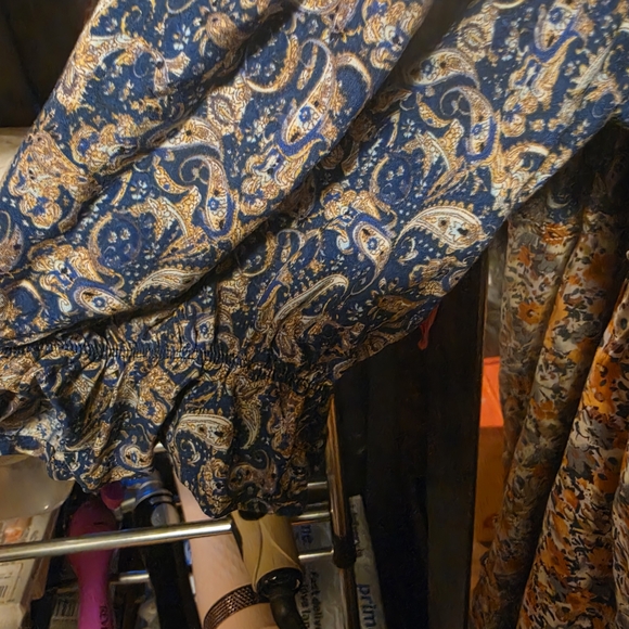 NATURAL LIFE Navy Paisley Print Maxi Dresd with Tan Accents - Picture 3 of 5